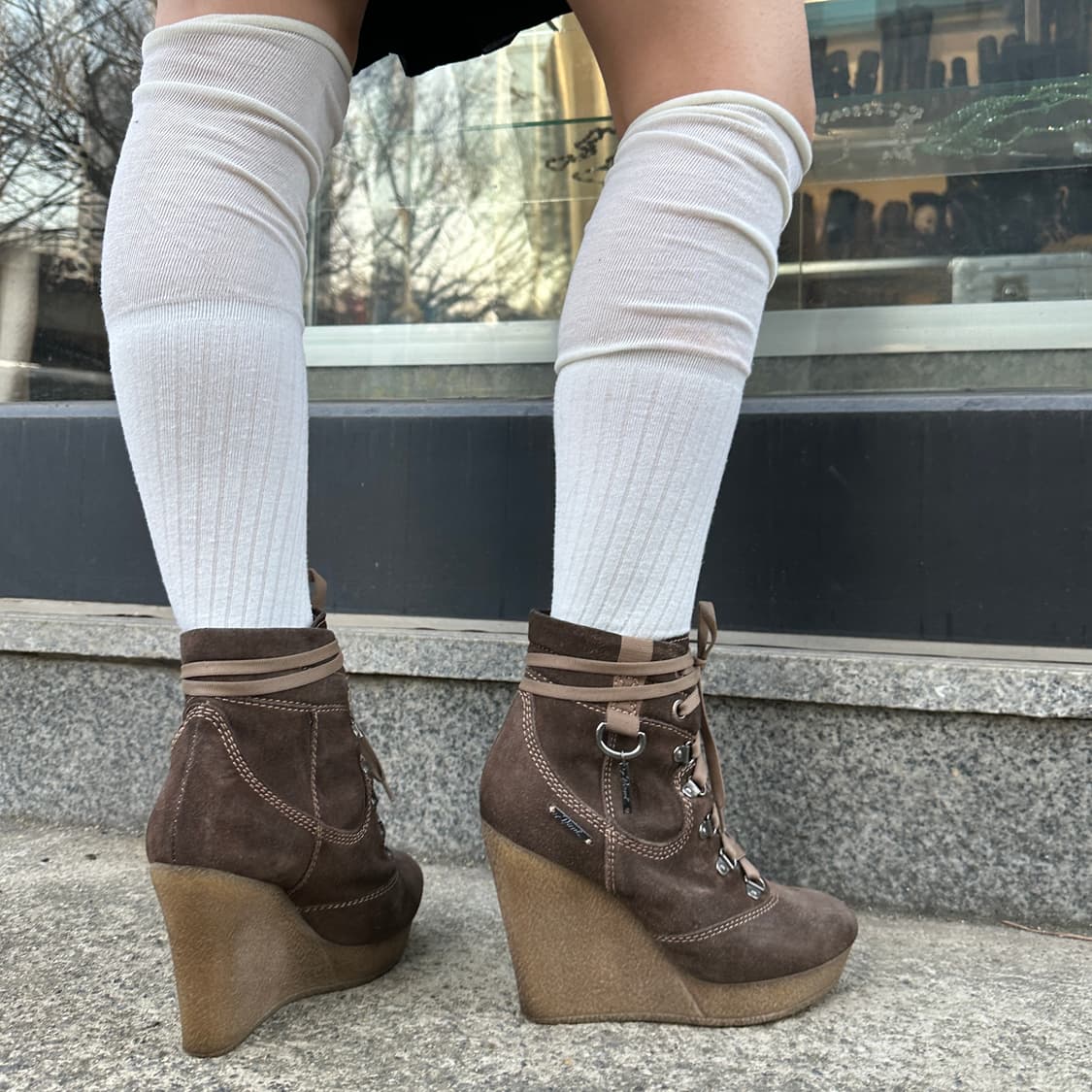 00s 디젤 스웨이드 웨지 힐 레이스업 부츠 상품이미지8