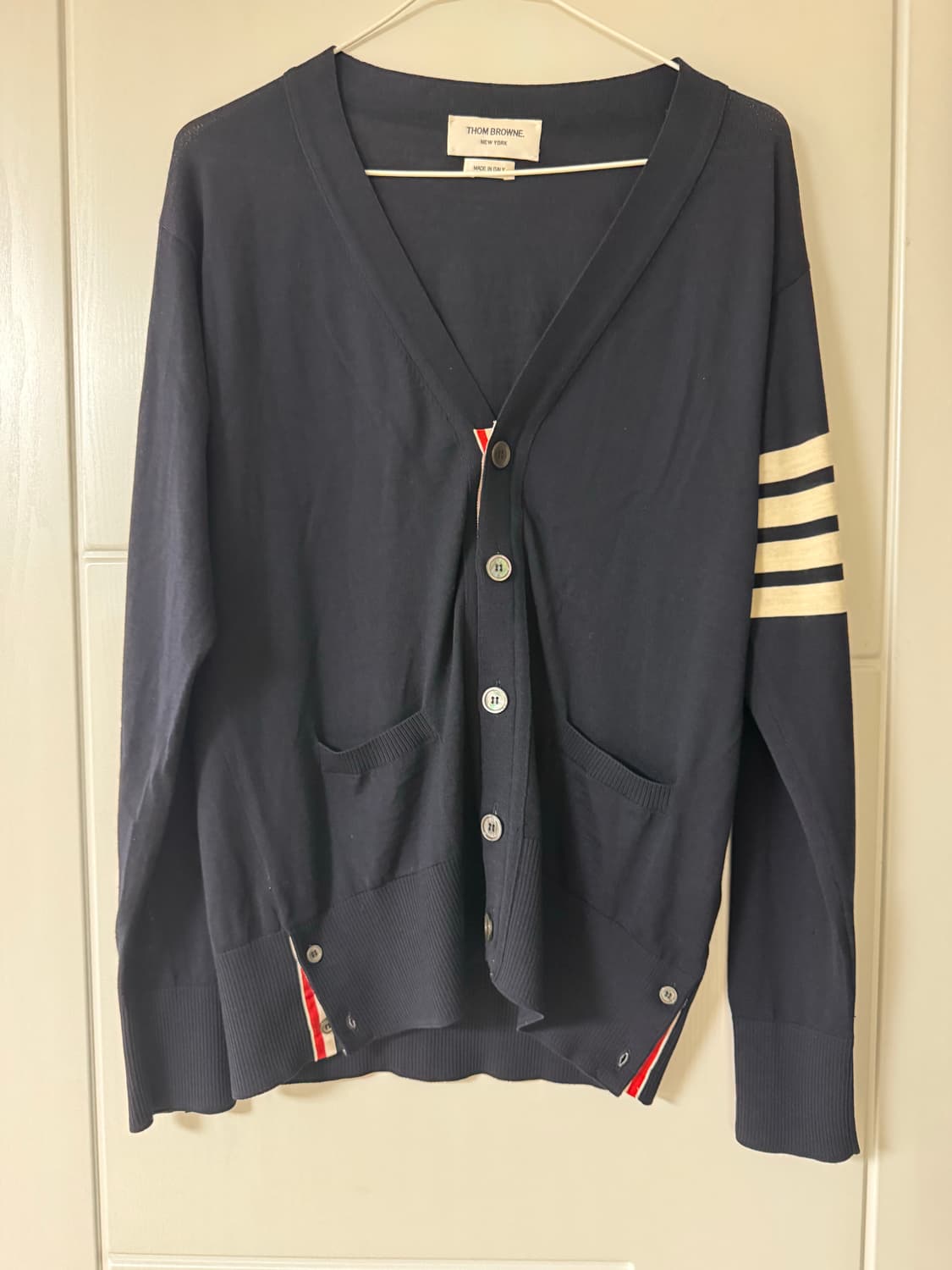 톰브라운 사선완장 메리노 울 가디건(네이비,2) 상품이미지1