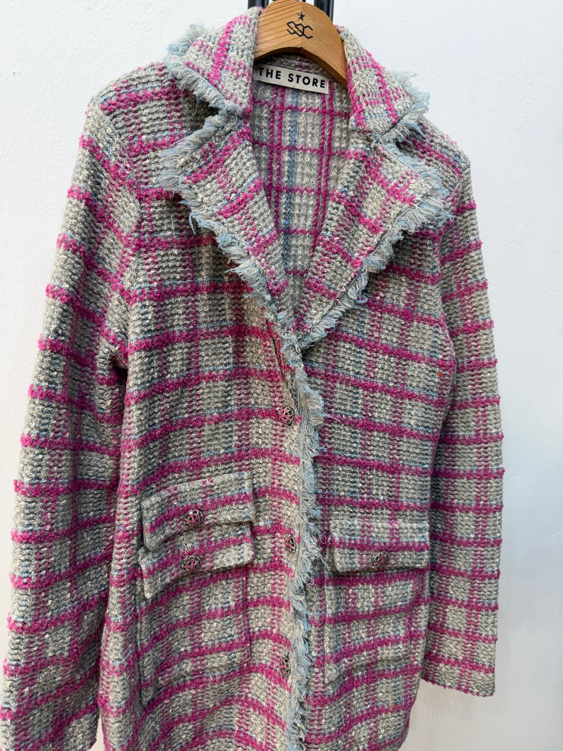 정품) 더스토어 한섬 트위드 체크 자켓 90F 상품이미지2