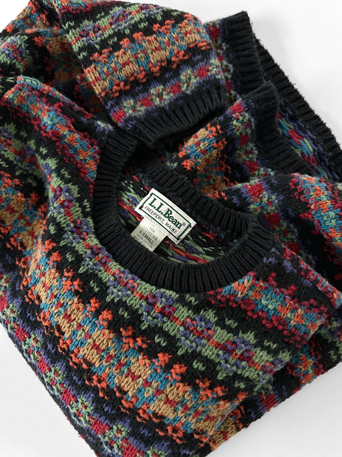 80s 빈티지 엘엘빈 페어 아일 코튼 스웨터 상품이미지1