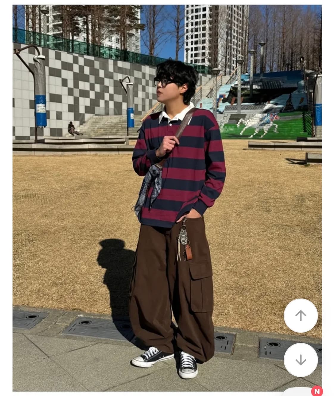 에이블리 남여공용 올드스쿨 스트라이프 카라 티셔츠 (새상품) 상품이미지2