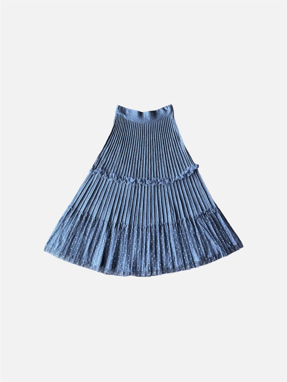 Knit pleats × Dotted mesh Skirt 상품이미지1
