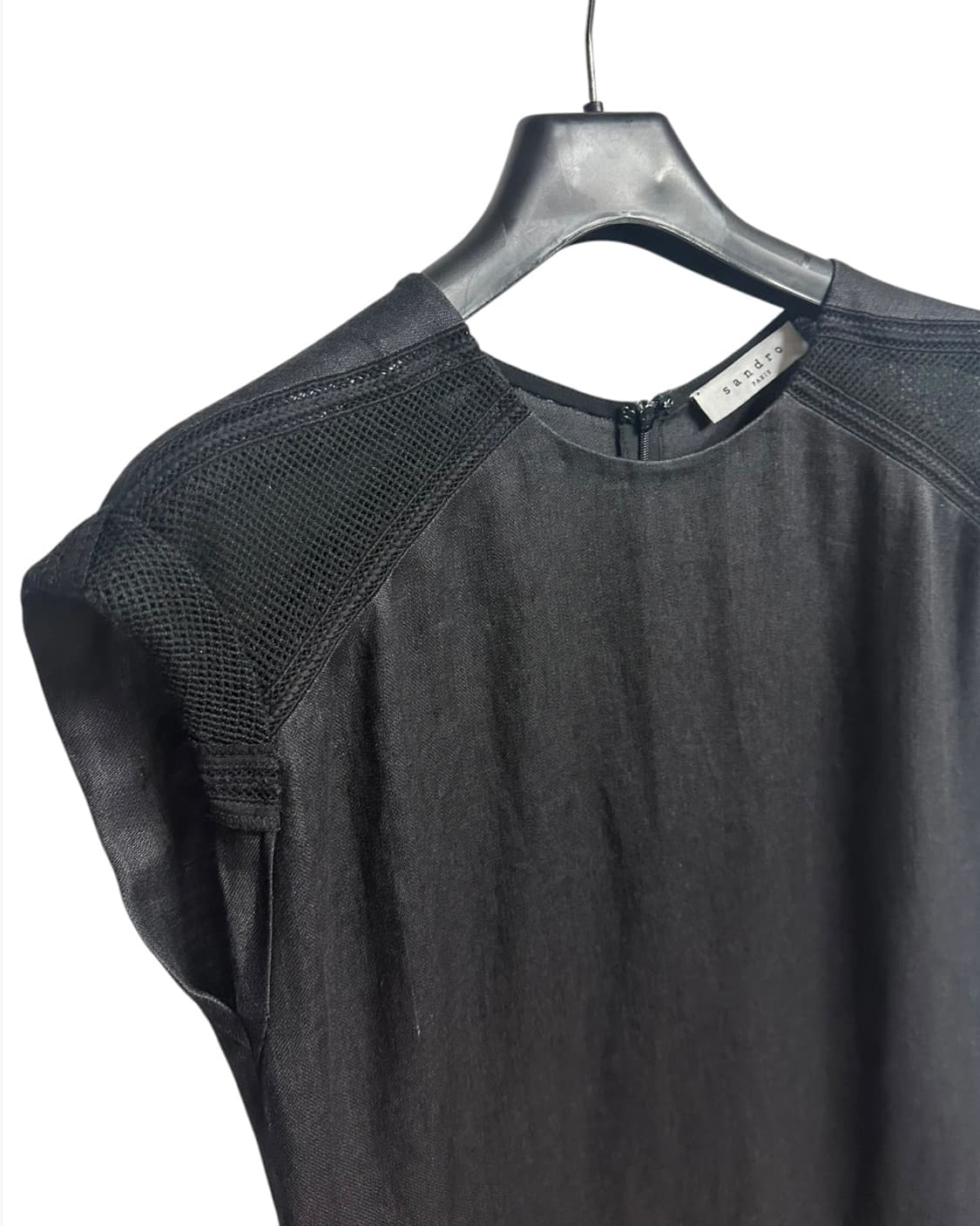 산드로(sandro) 마100% 블랙 슬리브리스 원피스 43size 상품이미지3