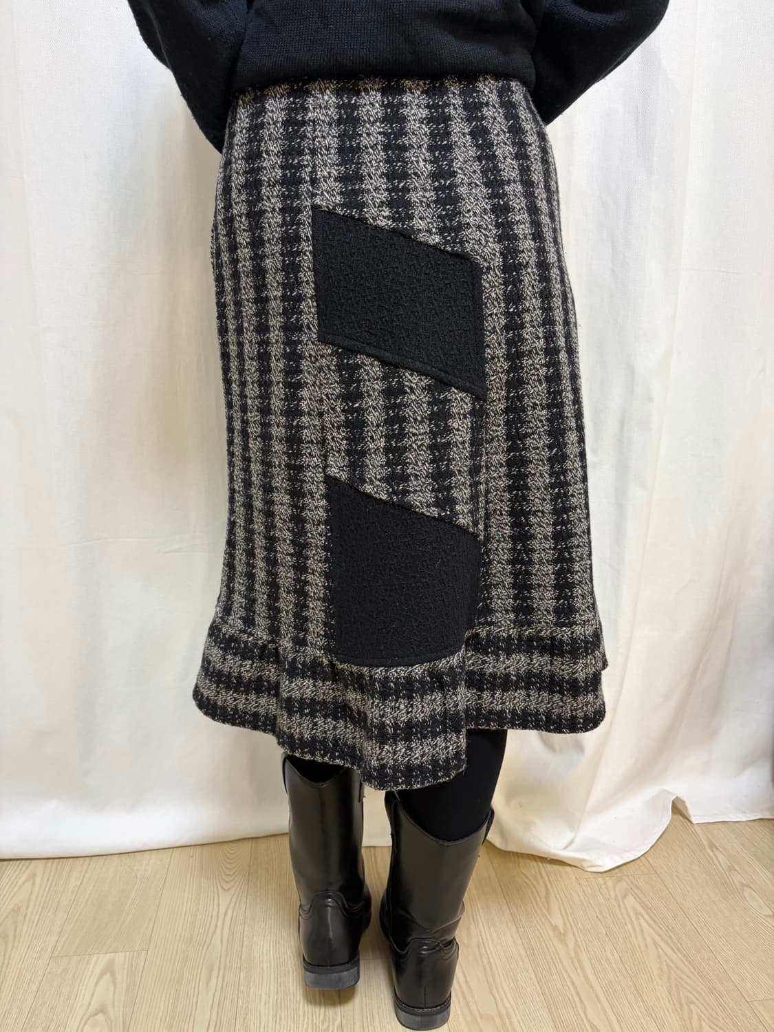 [따뜻] 플레어 체크 롱 스커트  상품이미지2