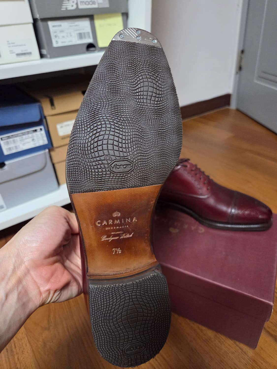 Carmina 버건디 남성 윙팁 구두 상품이미지4