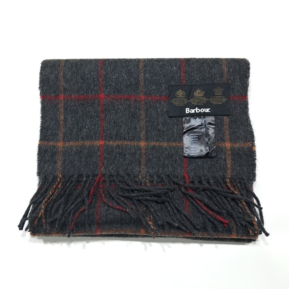 MX640 바버 램스울 윈도우페인체크 차콜그레이 머플러목도리 상품이미지6