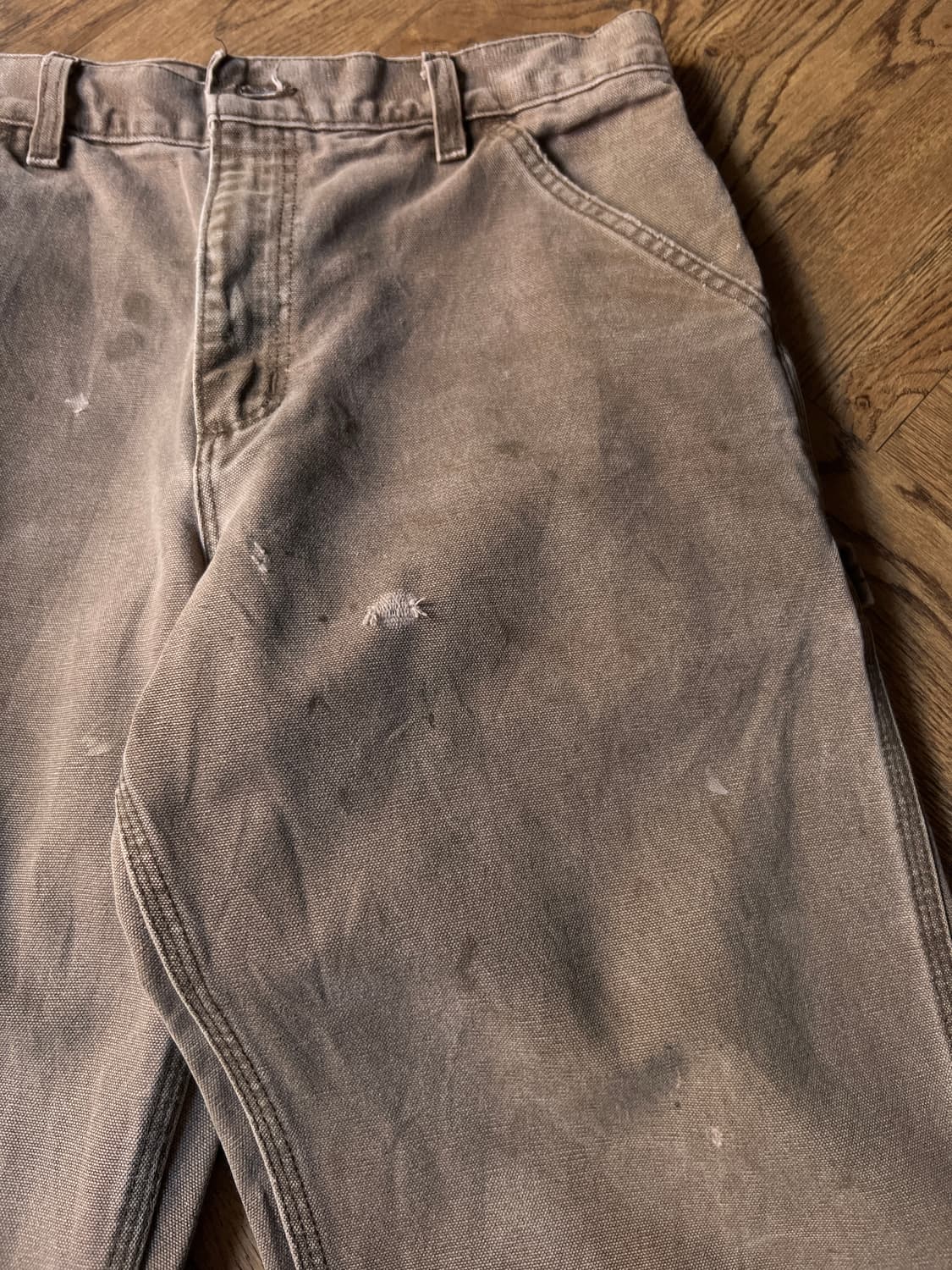 [31]칼하트 USA 더티 페이딩 다크브라운 싱글니 카펜터 워크 팬츠 상품이미지4