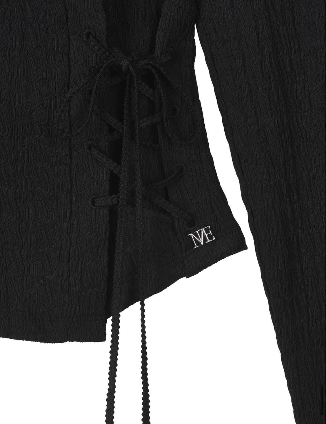 mnem Diamond Neck Corset Hoodie (black) 상품이미지4