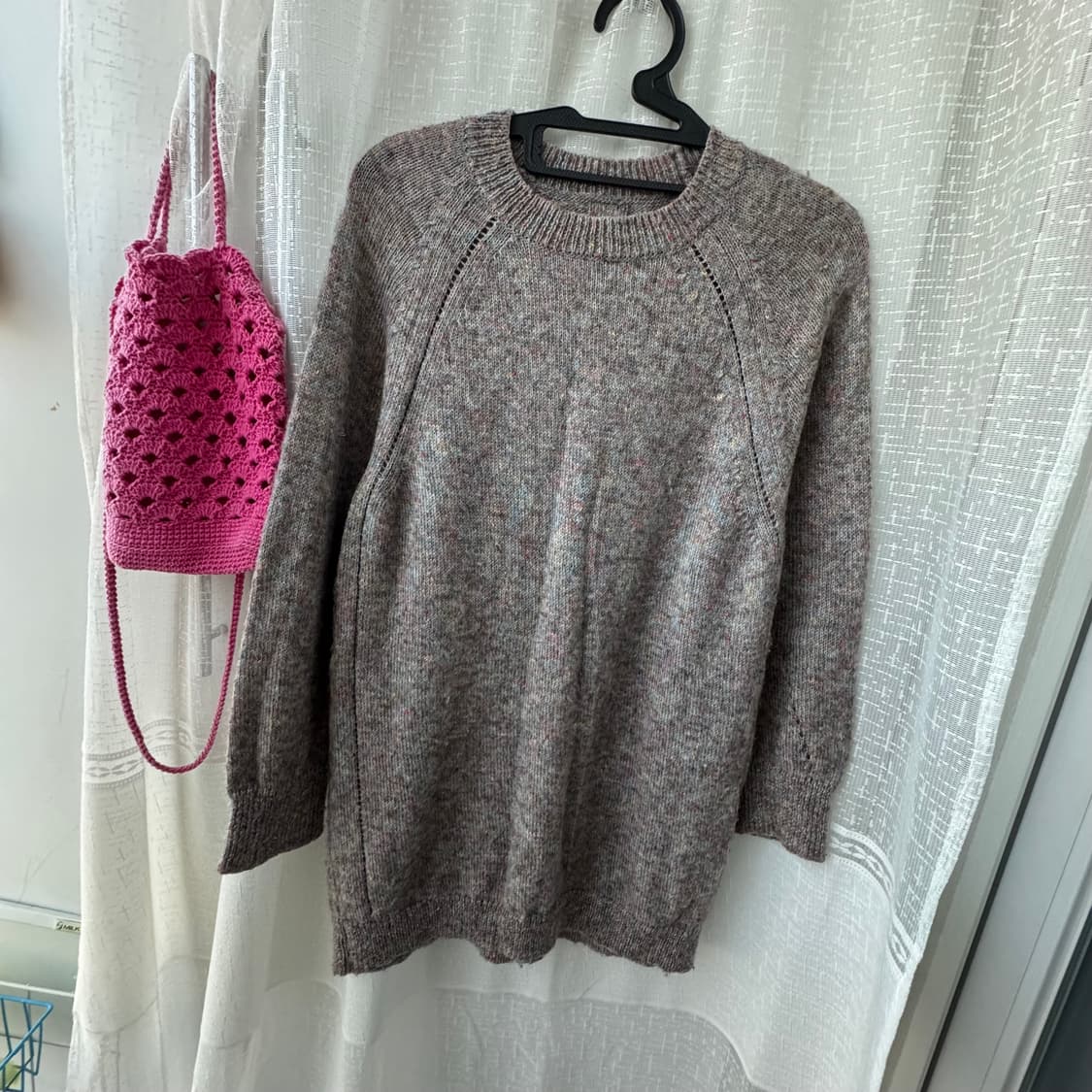 가벼운 그레이 믹스사 롱기장 니트 스웨터 상품이미지1