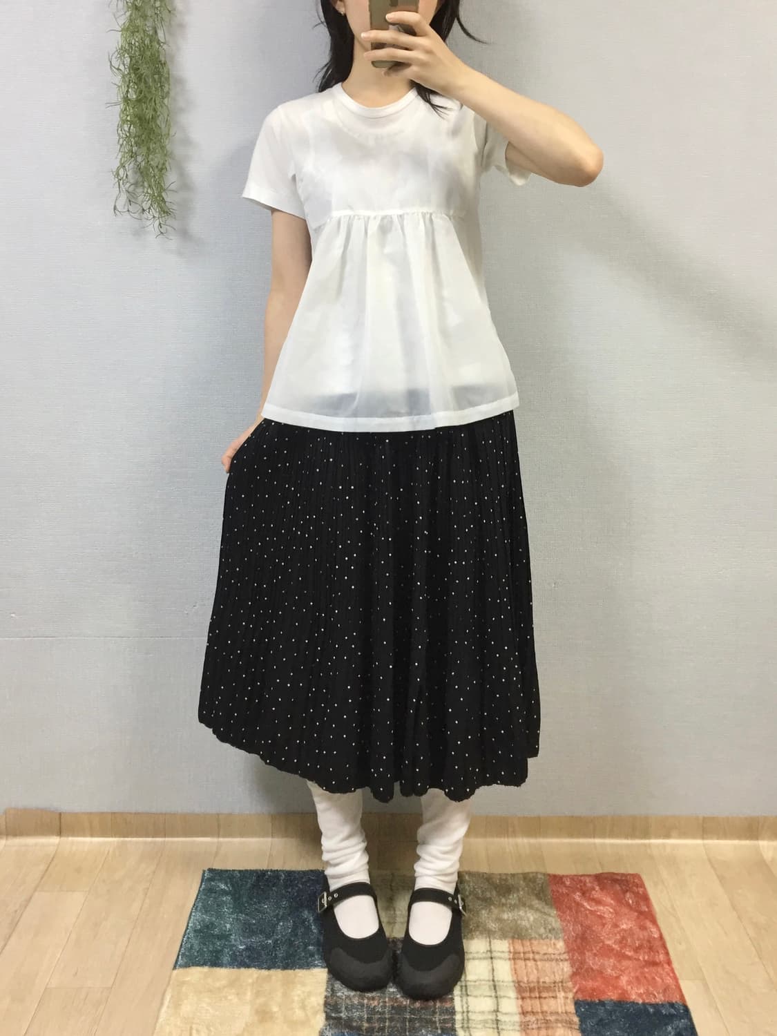 Japanese vintage dot pleats skirt 상품이미지1