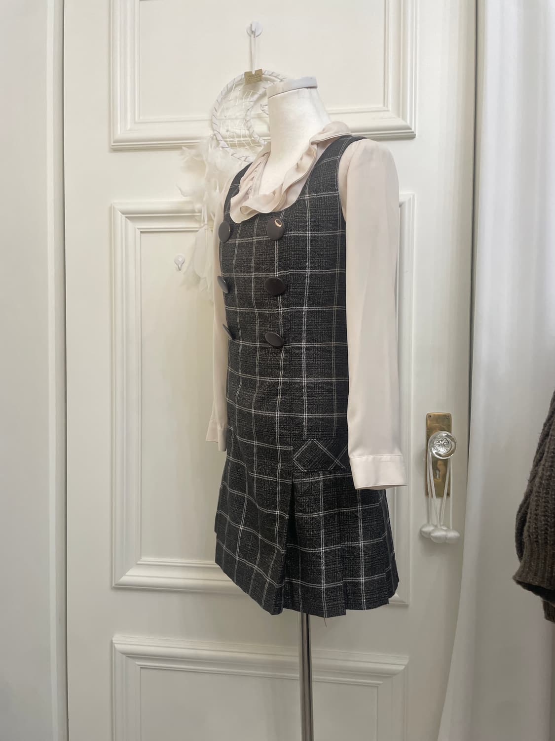 brown back bow check mini opc&cool beige 상품이미지2