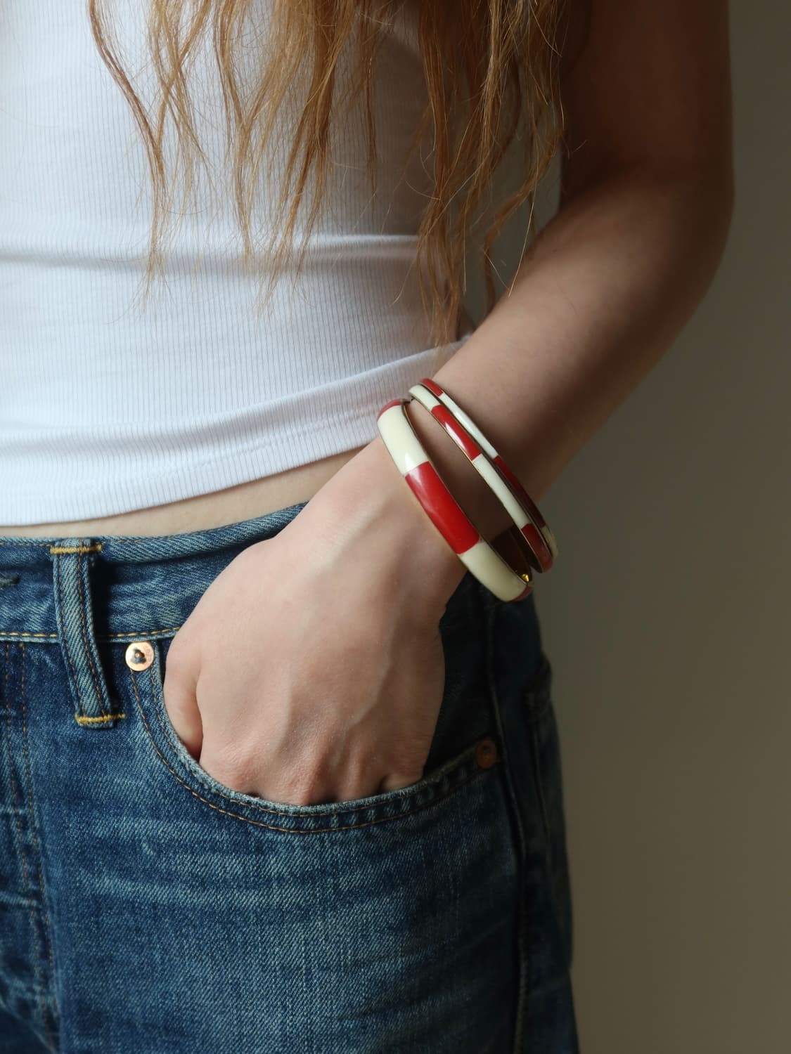 red block bangle set 상품이미지1
