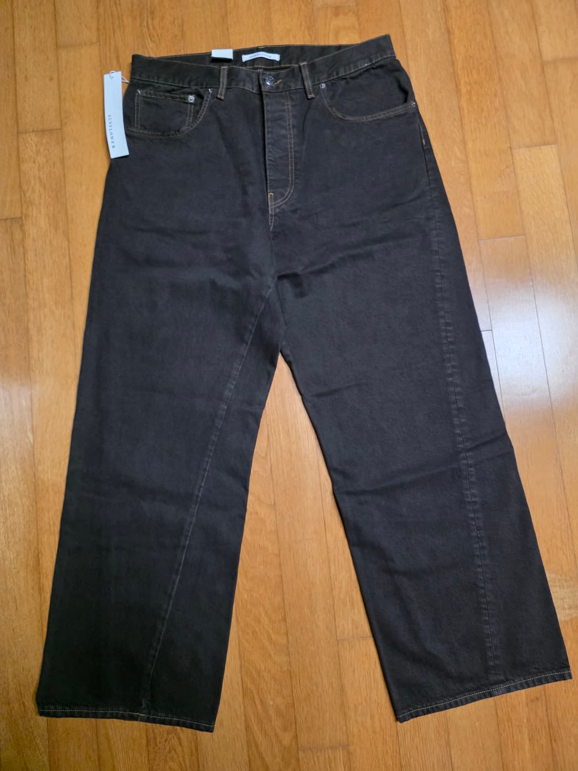 선플라워 와이드 트위스트 데님 빈티지 브라운 33size 상품이미지2