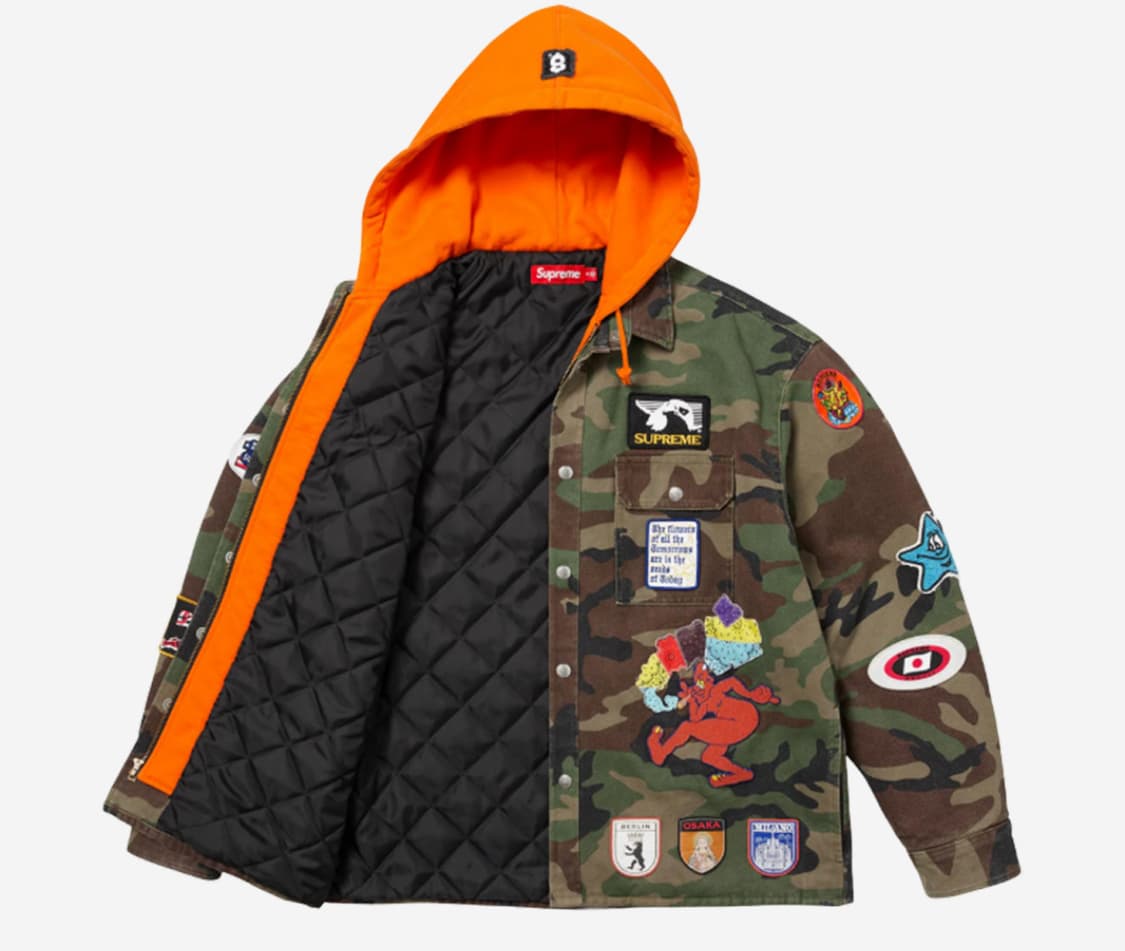 Supreme Patches Hooded Zip Up Shirt M사이즈 상품이미지3