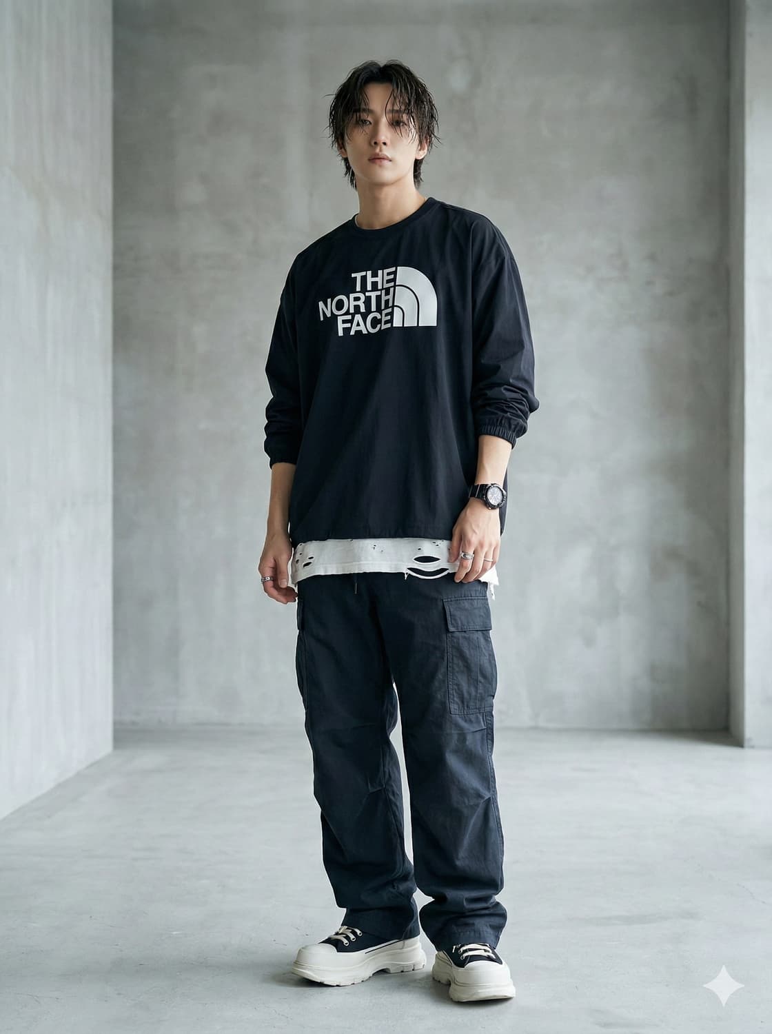 THE NORTH FACE 노스페이스 빅로고 우븐 긴팔 티셔츠 상품이미지1