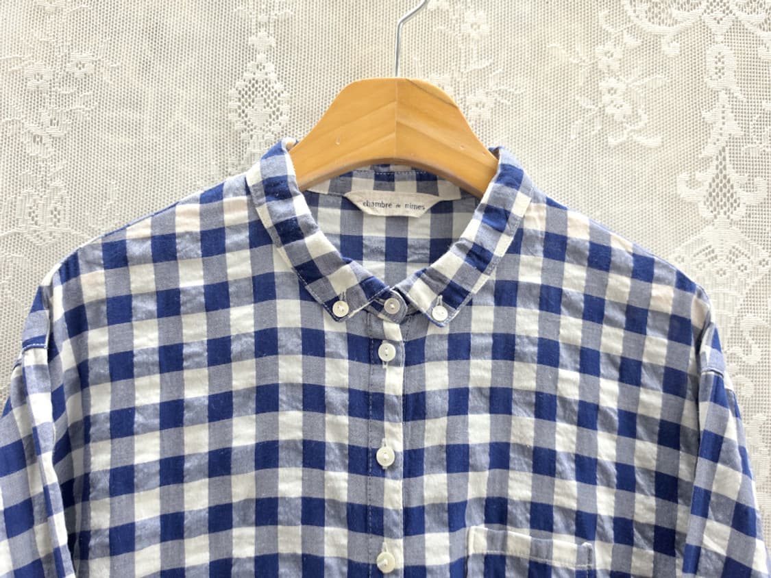 님스 깅엄 풀오버 블라우스 (made in japan) 상품이미지2