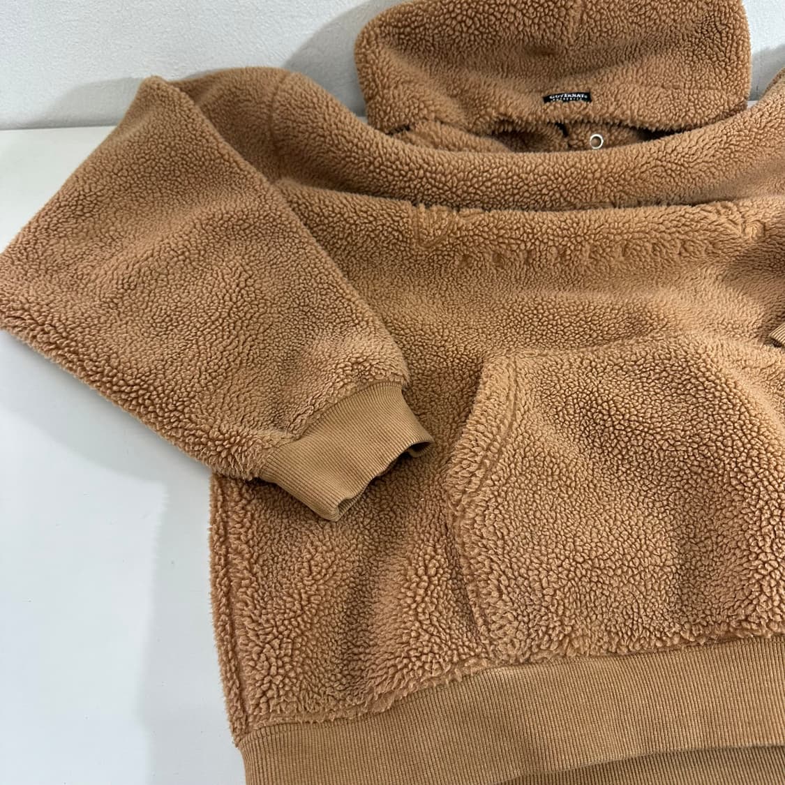 M 커버낫 브라운 뽀글이 후리스 후드티 상품이미지3