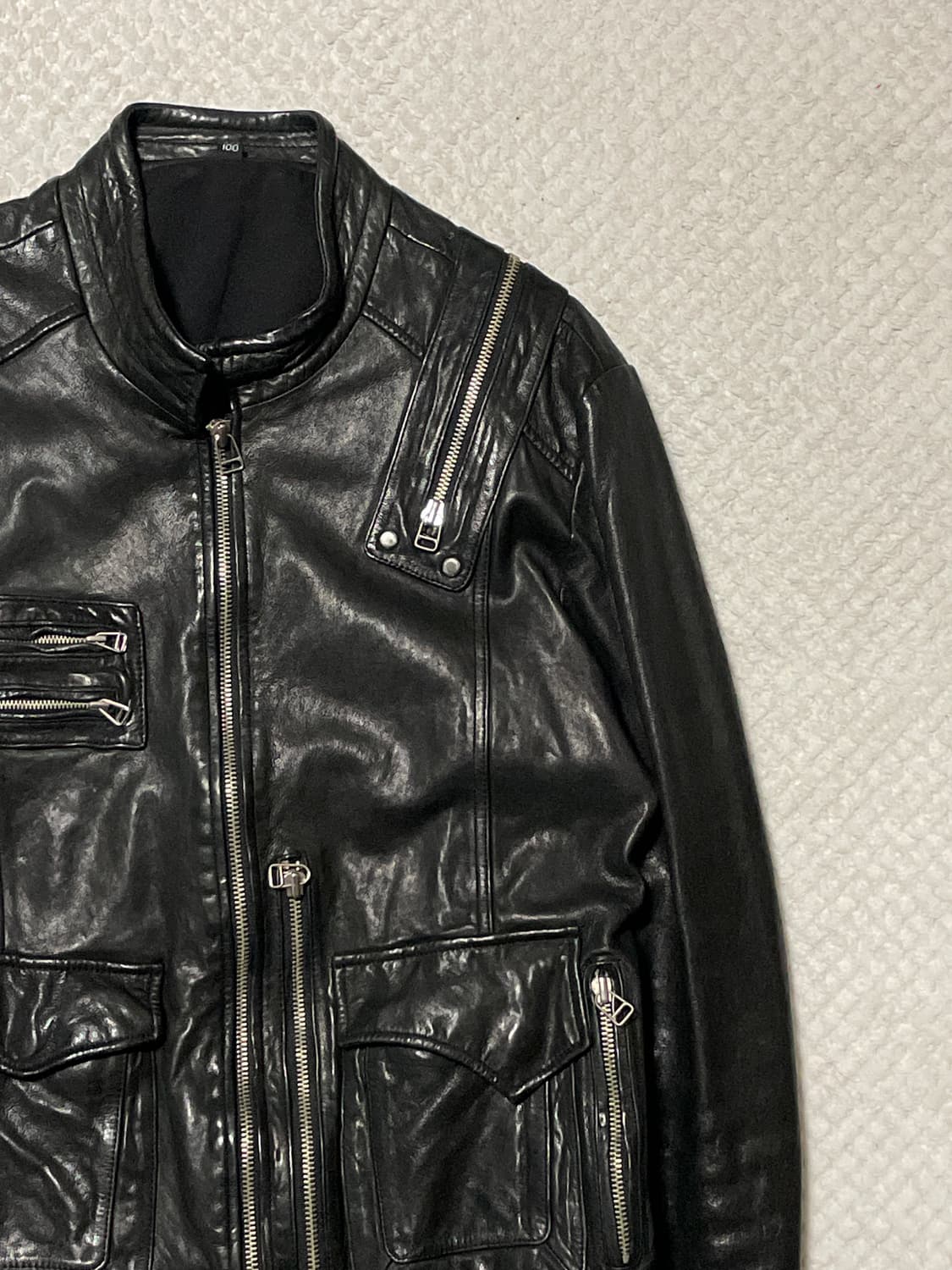 광희시장 웨스턴 무드 램스킨 양가죽 절개 레더 자켓 상품이미지3