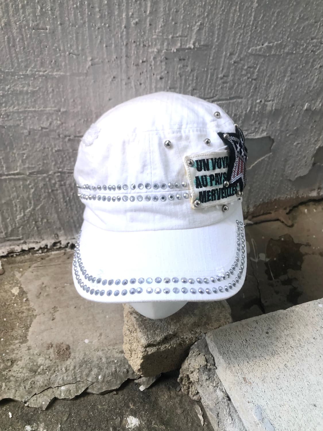 white y2k star patch studded cap 상품이미지2