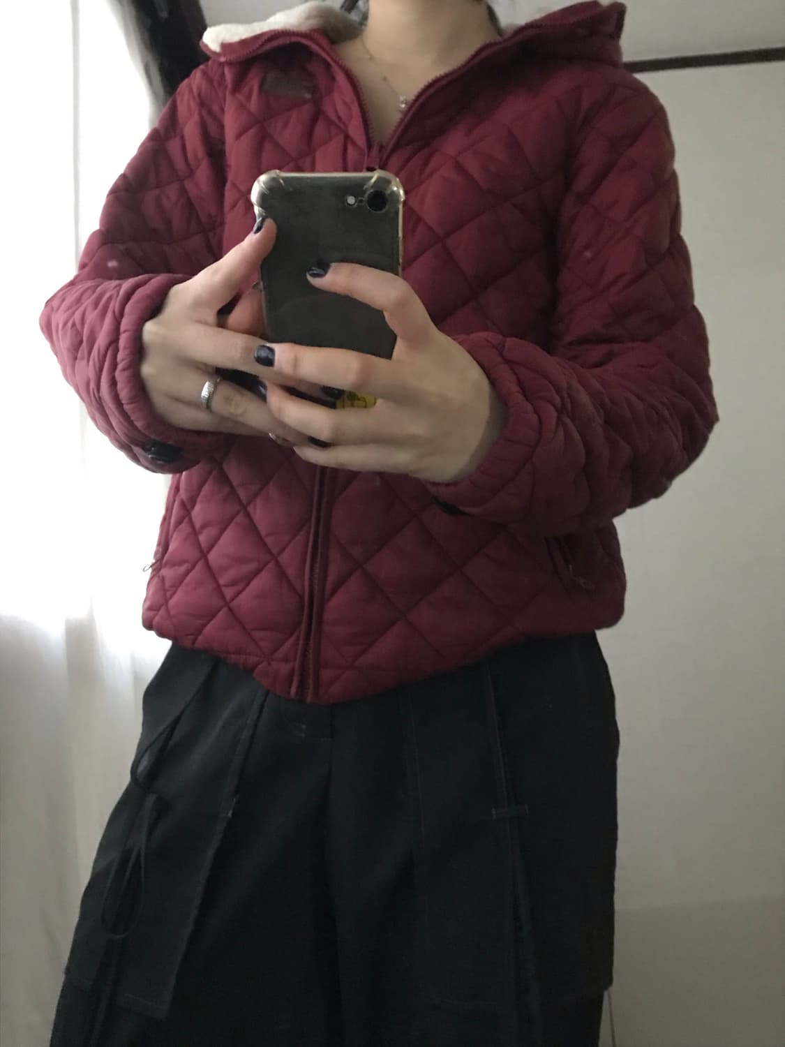 노페 레드 후드패딩 상품이미지3