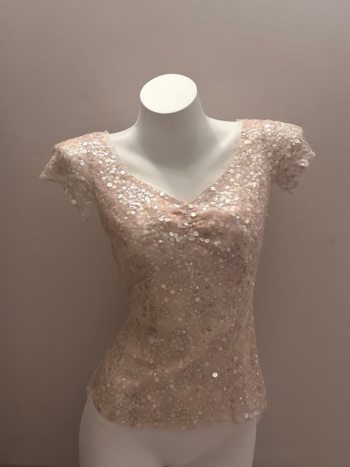 빈티지 페어리코어 스팽글 반팔 블라우스 상품이미지2