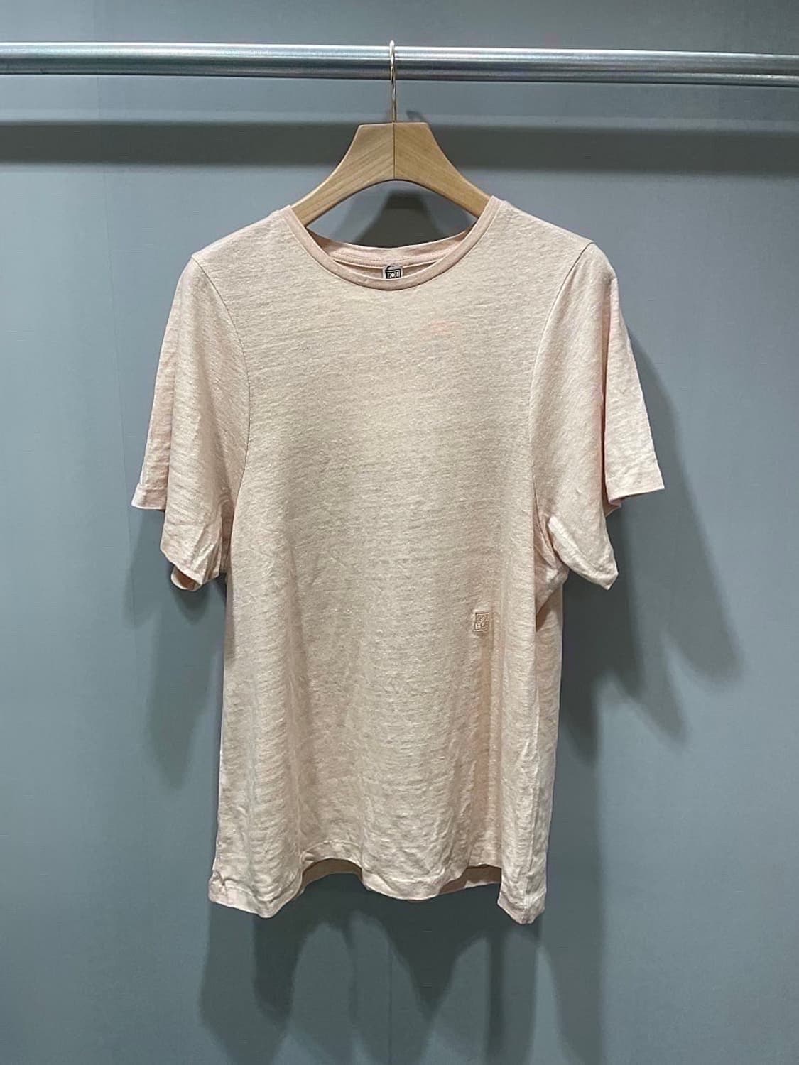 (정품/새상품) 토템 여성 핑크베이지 100% 린넨 라운드넥 기본 티셔츠 상품이미지1