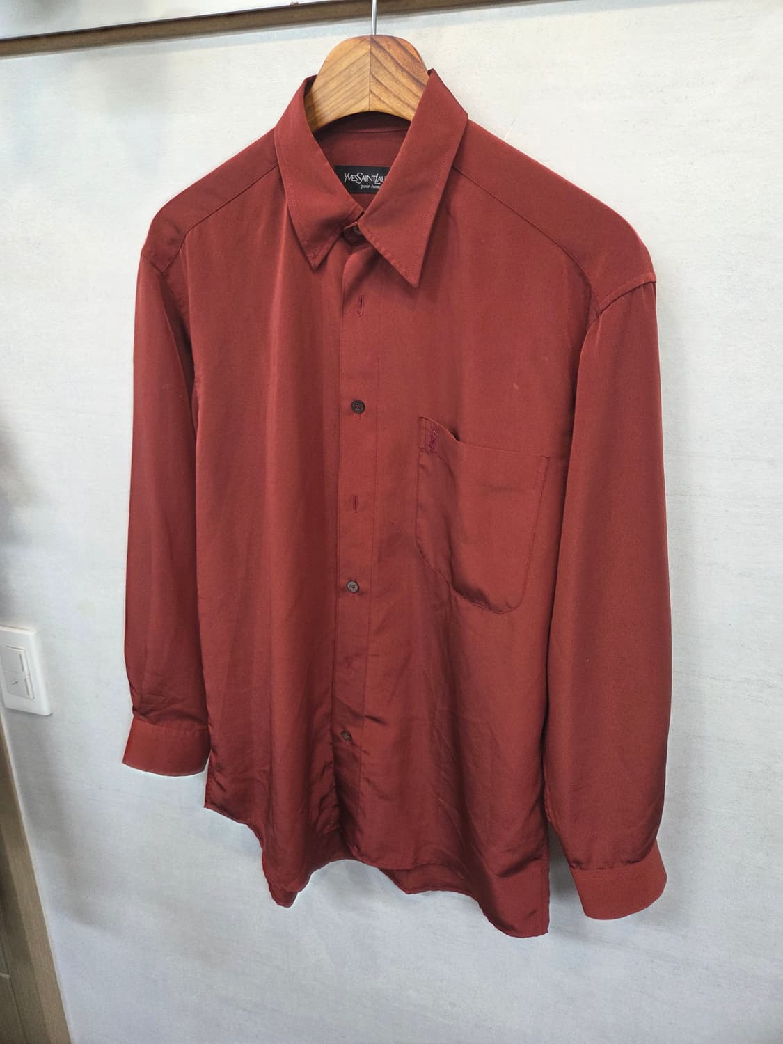 입생로랑 올드스쿨 빈티지 셔츠긴팔 버건디 m 상품이미지6