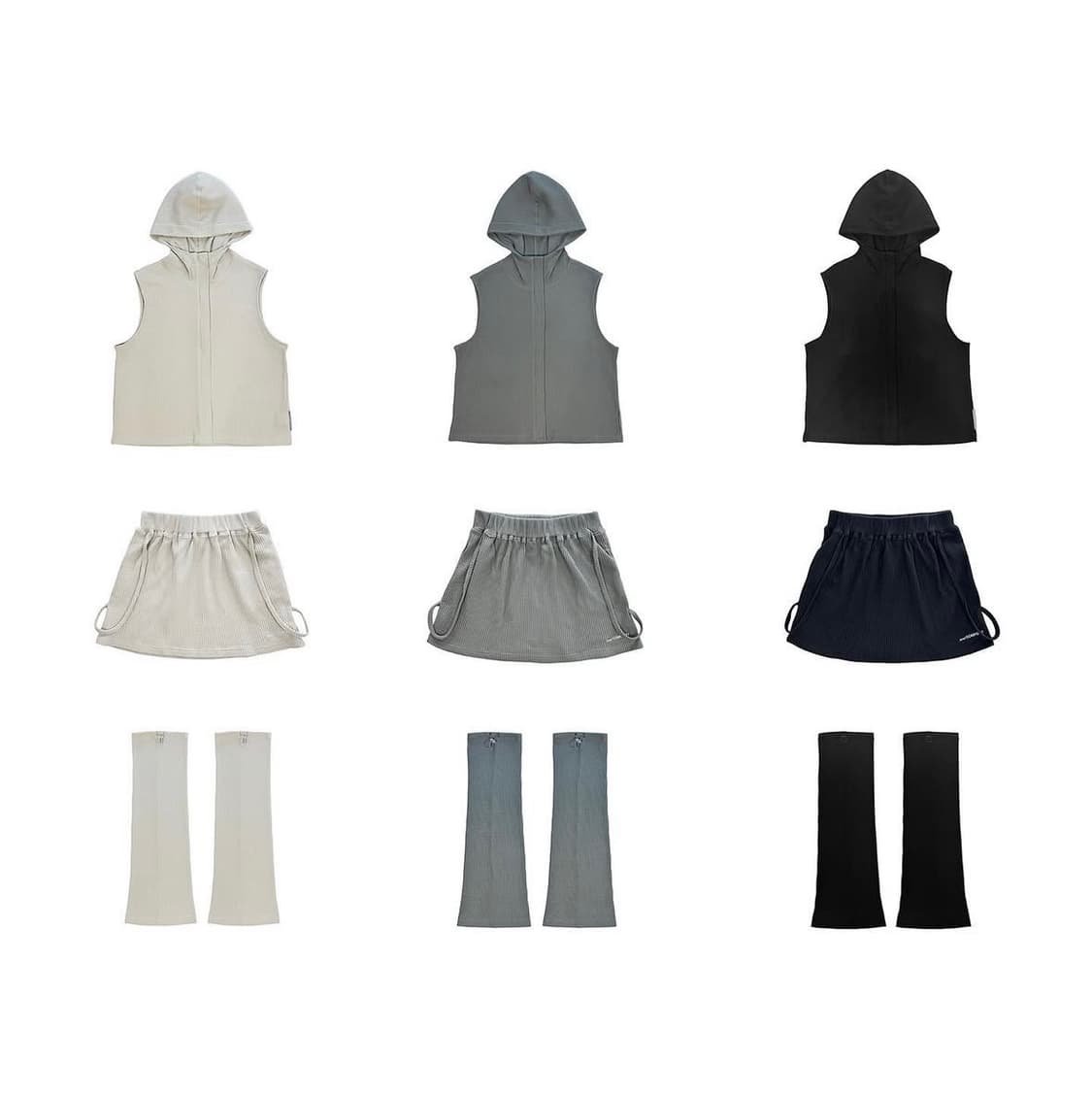 Jichoi comfort 24-001 와플 스커트/레그워머 black 상품이미지2