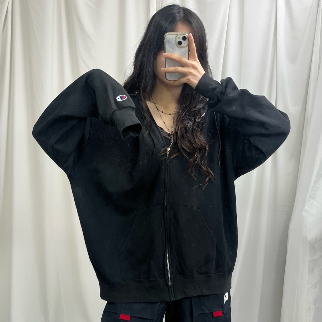 Champion black hood zip-up 상품이미지1