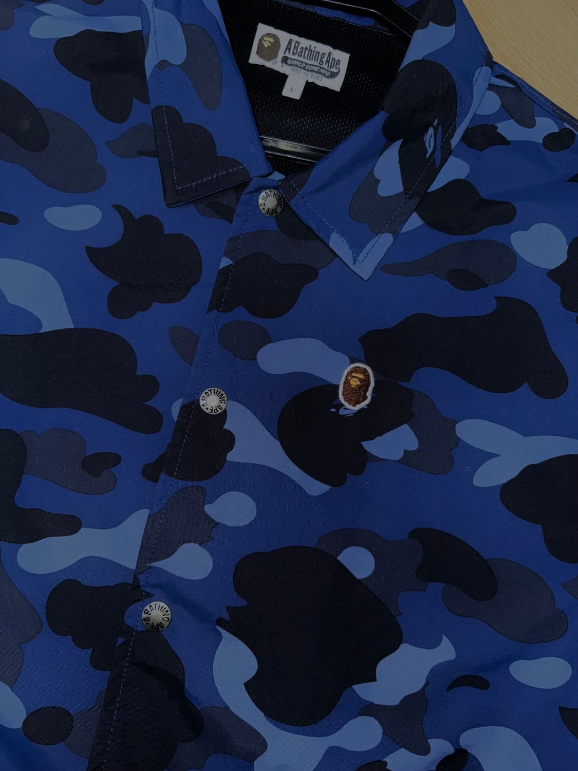 A BATHING APE (BAPE) 베이프 블루 카모 코치 자켓 / L 상품이미지1