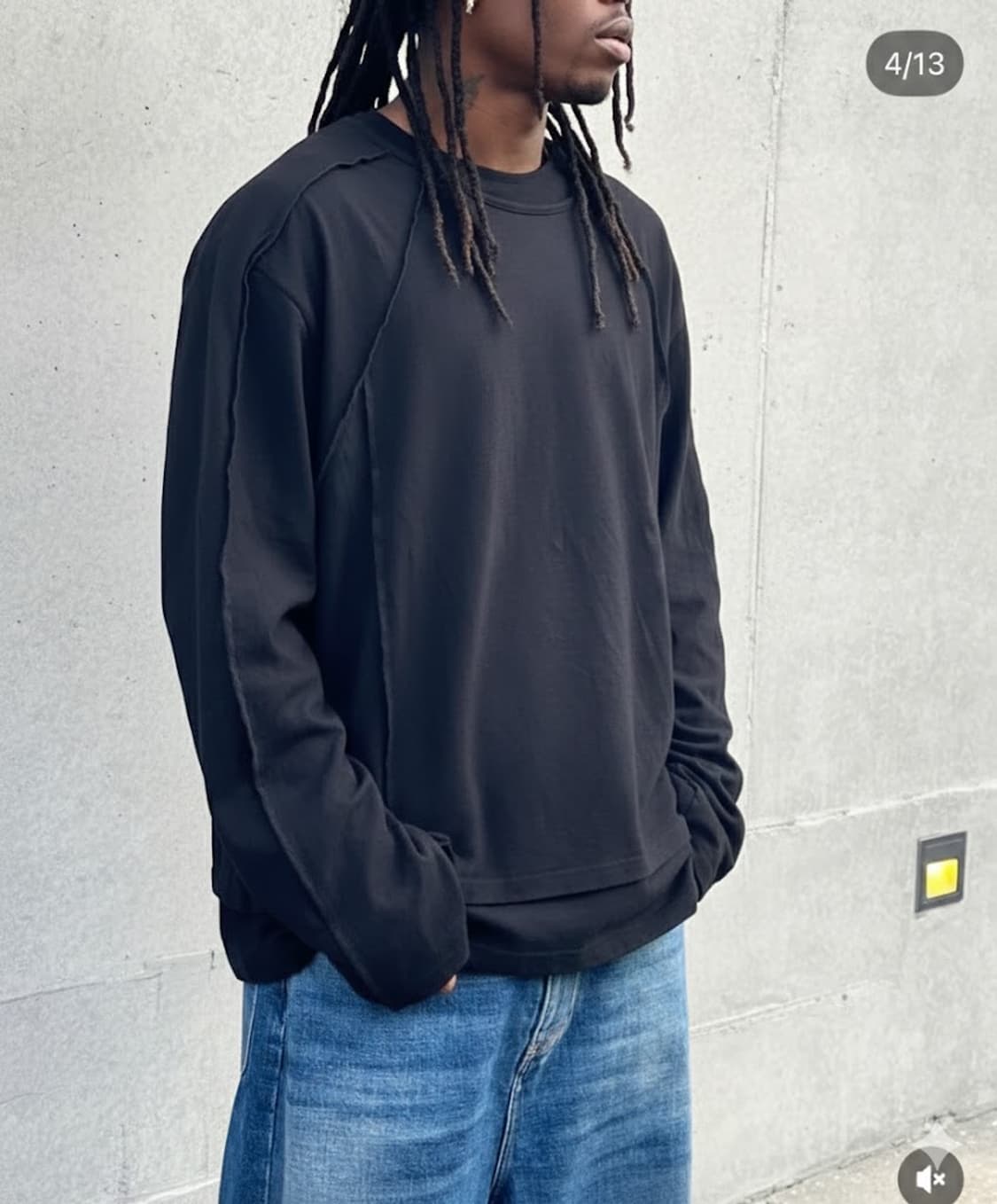 Asymmetrical Neckline Cut Layered 티셔츠 상품이미지3