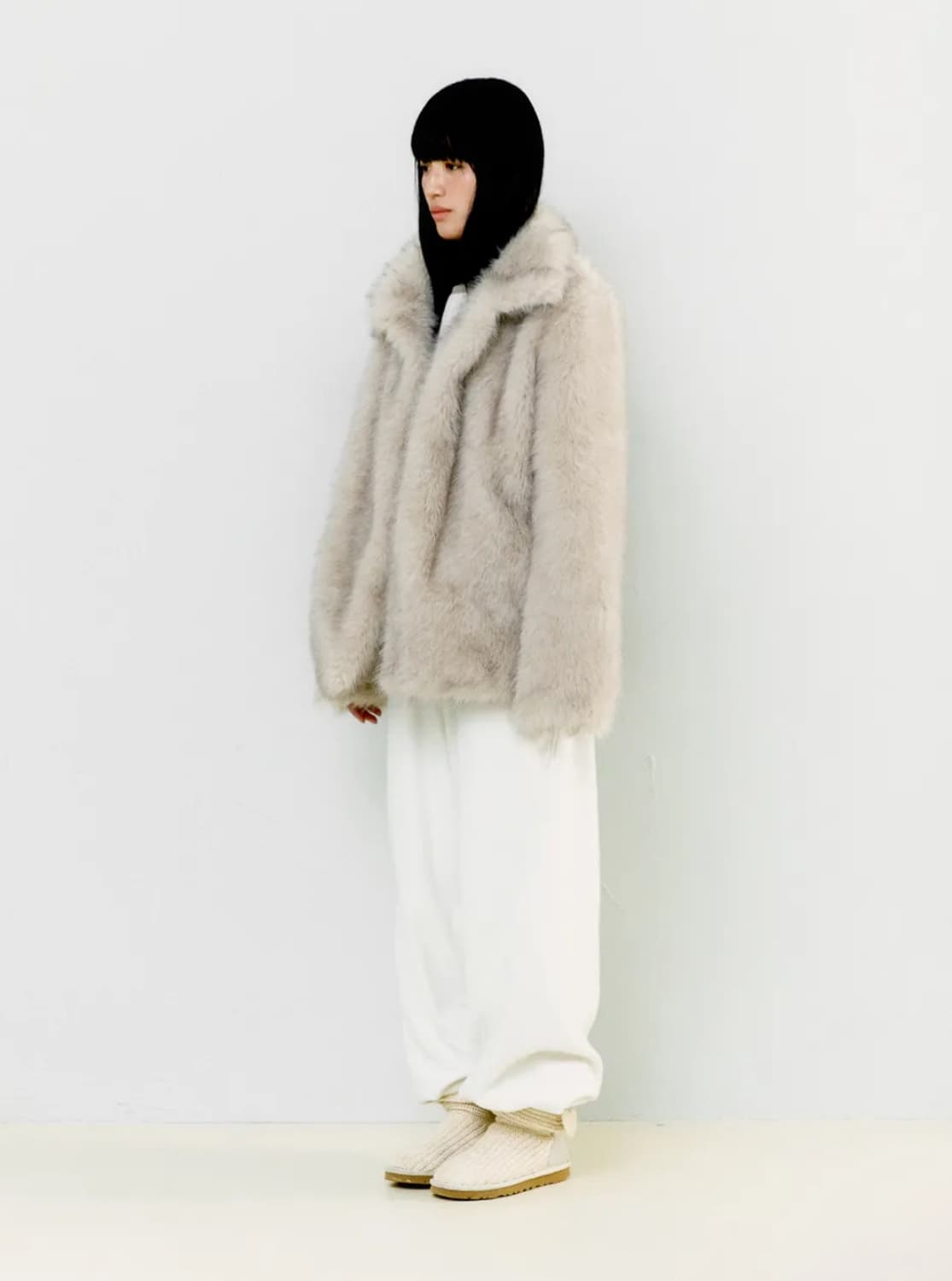 오피쉬 퍼자켓 새상품 (Light Gray 색상) 상품이미지3