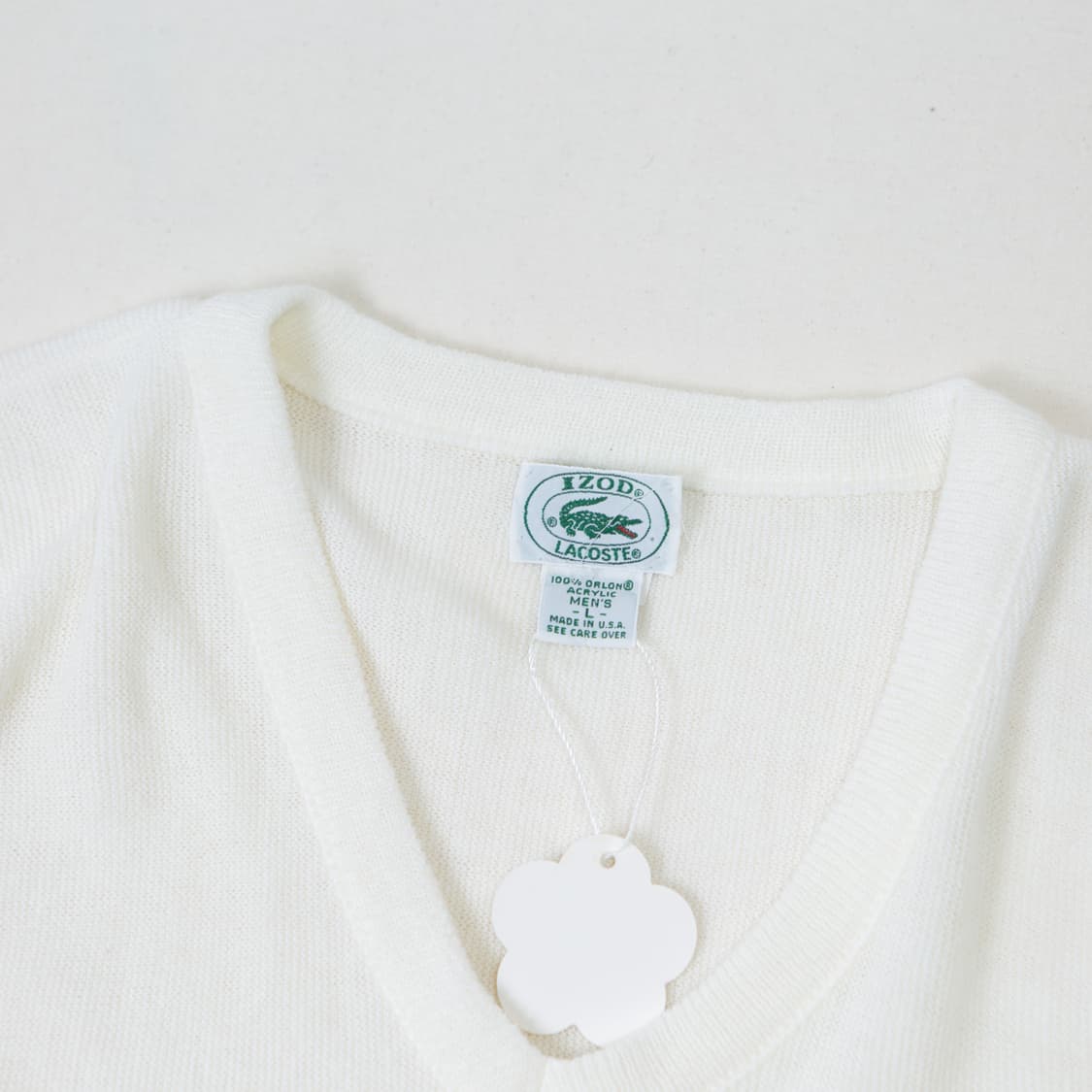 80s IZOD 라코스테 아크릴 V 넥 니트 화이트 상품이미지2