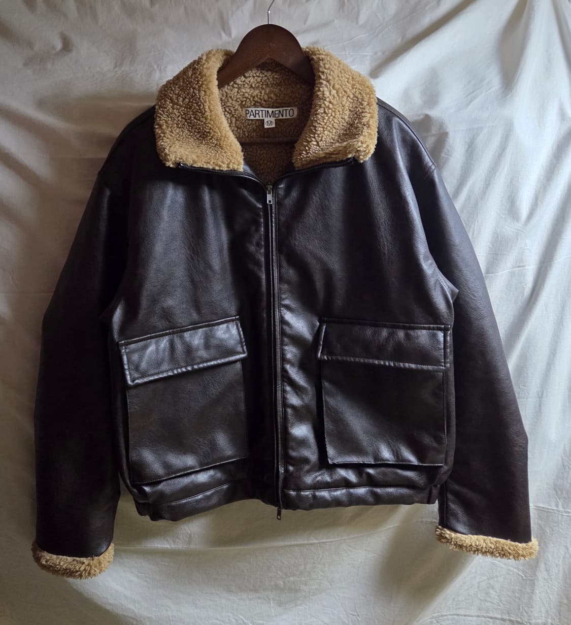 파르티멘토 레더 보아 플리스 무톤 자켓 브라운 M 상품이미지2