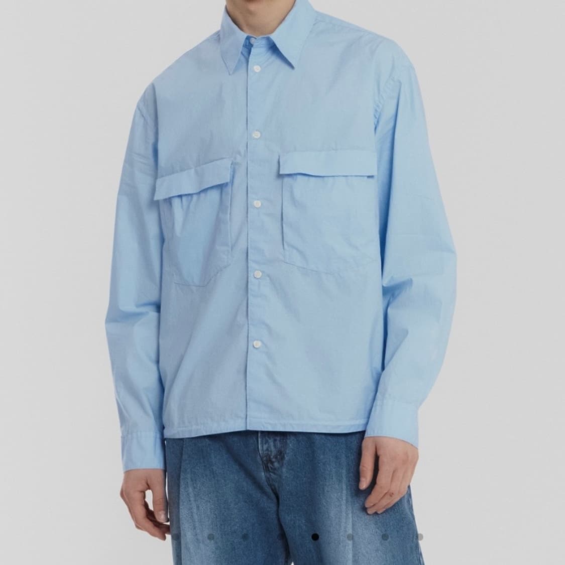 언어펙티드/ 드로스트링 셔츠 스카이블루/ M 상품이미지5