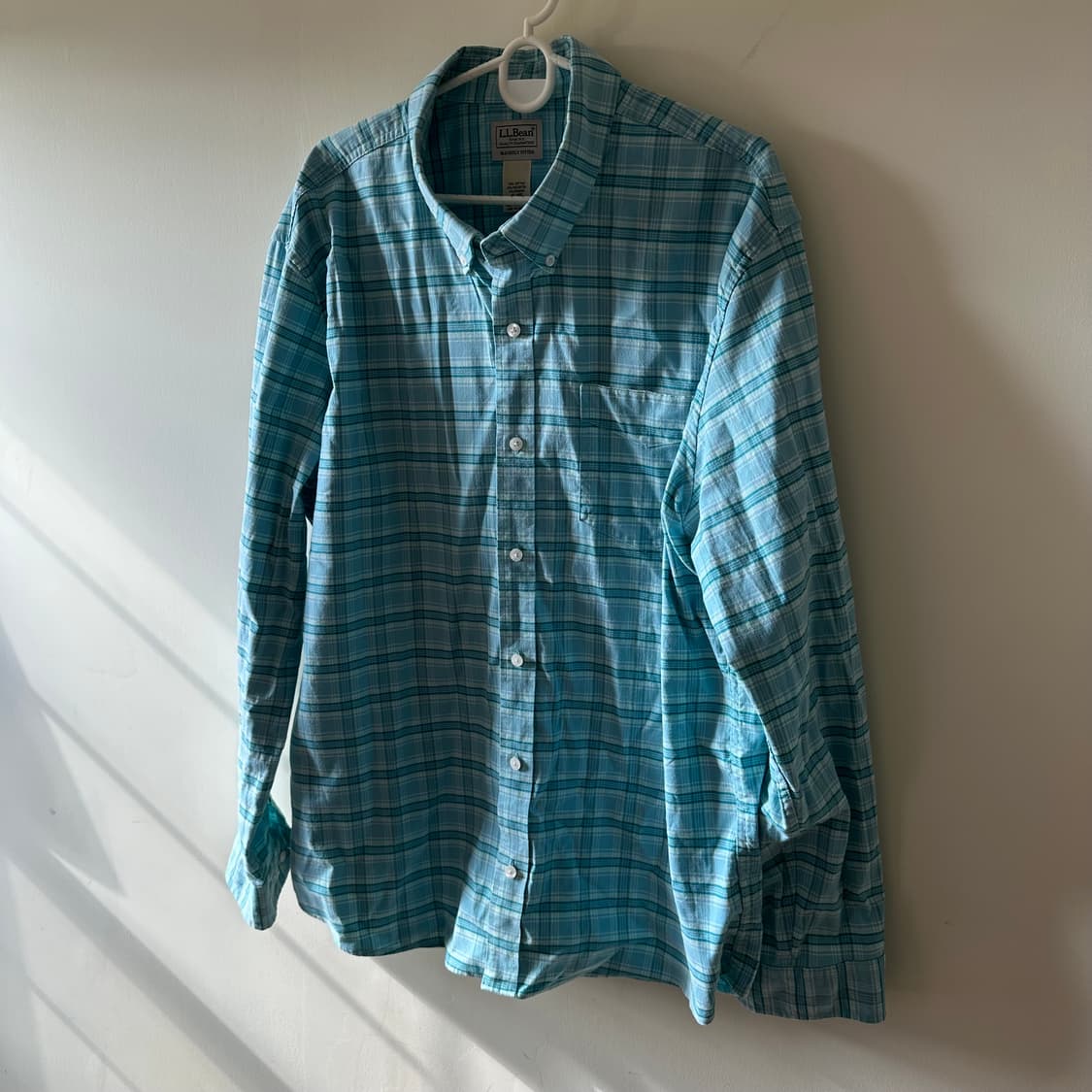 엘엘빈 LLBEAN 하늘색 체크 긴팔 셔츠 상품이미지2