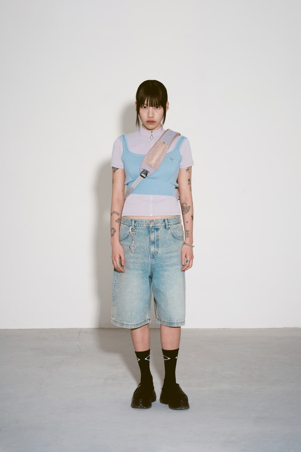 미스치프 데님 버뮤다 팬츠 상품이미지1