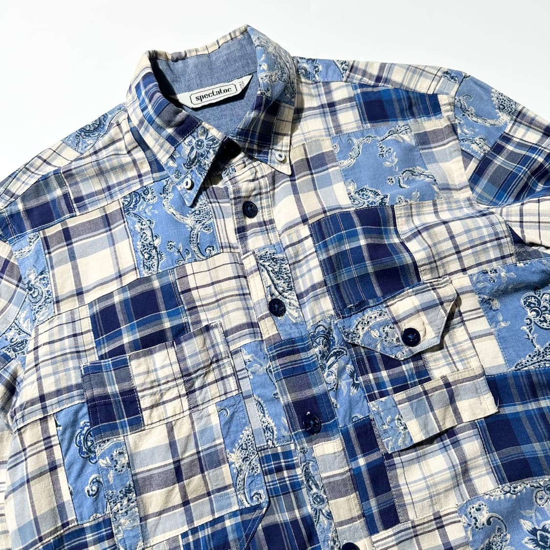 스펙테이터 마드라스 체크 페이즐리 패치워크 워크 셔츠 상품이미지3