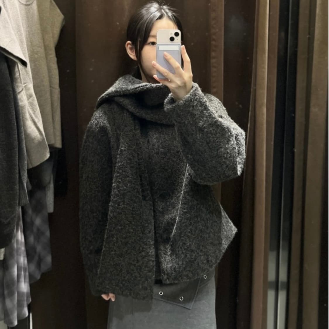 ZARA 자라 부클 스카프 쇼트 코트 상품이미지1