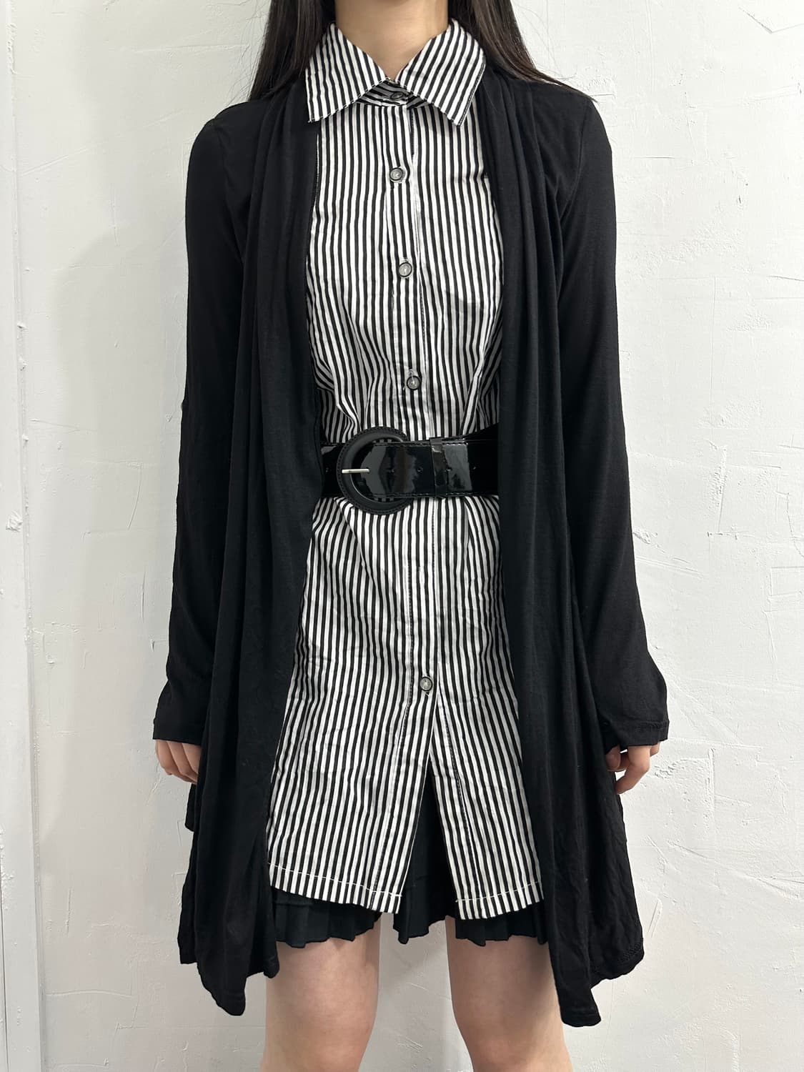 shirt layered belt cardigan 상품이미지3