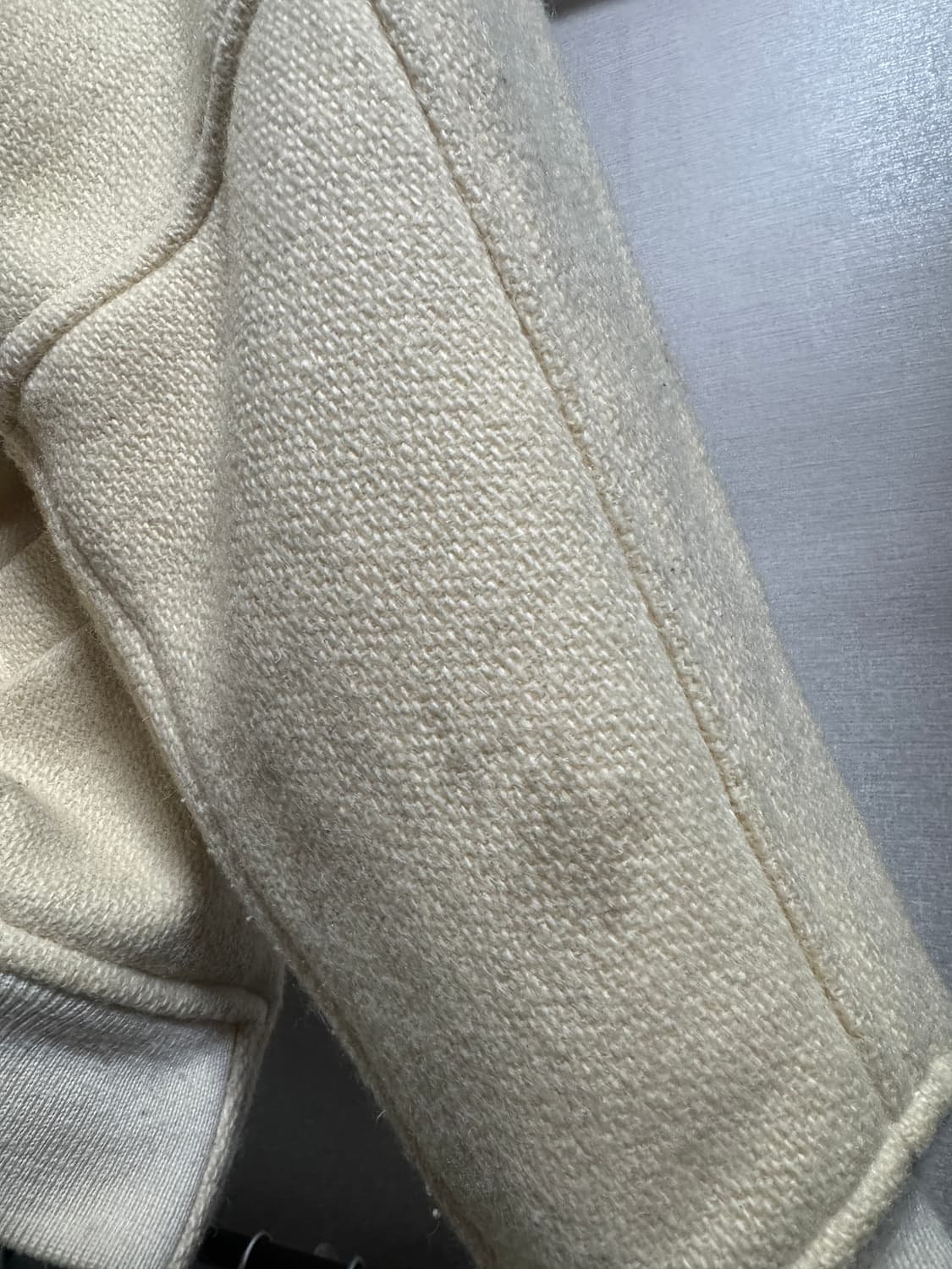 90s 무드 크림 컬러 울 바시티 자켓 상품이미지4