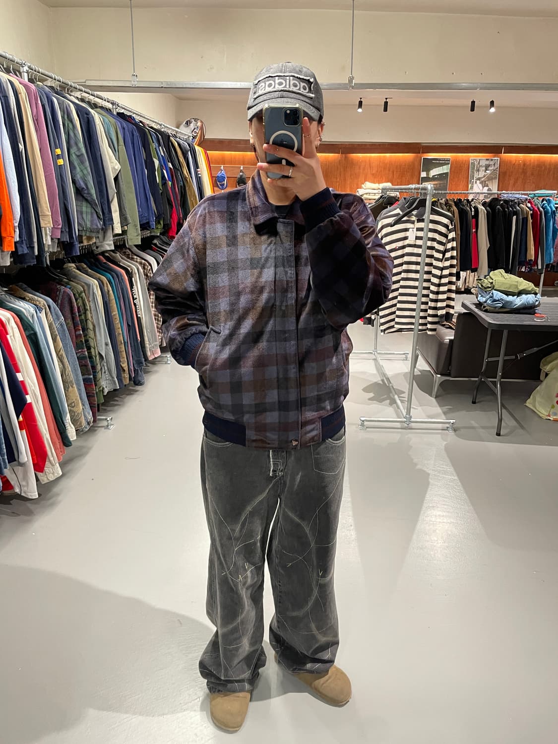 빈티지 체크 스웨이드 자켓   상품이미지3