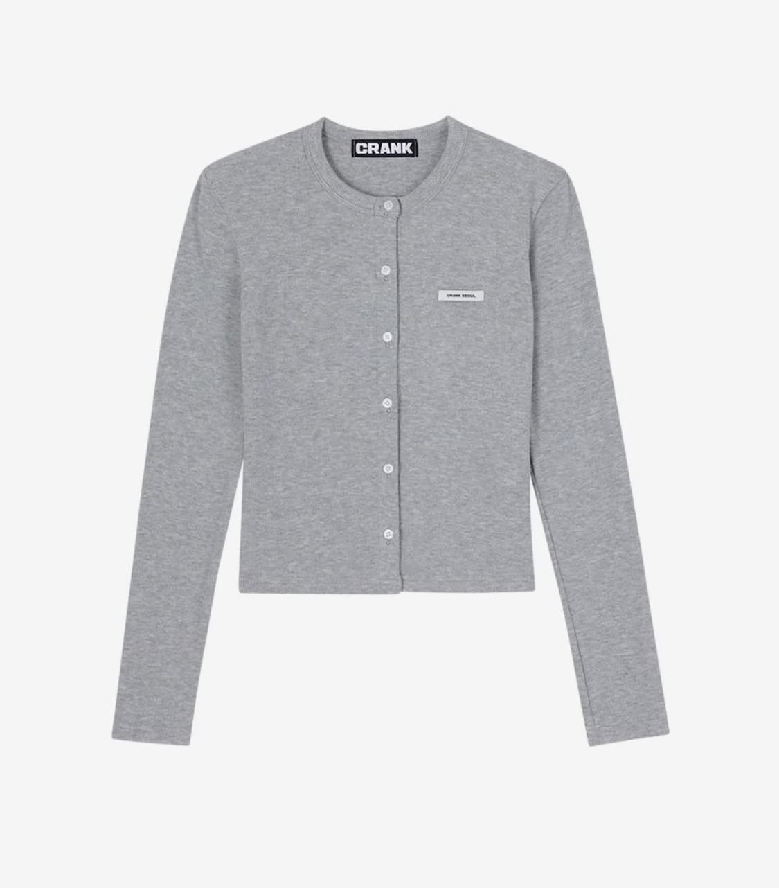 크랭크 니트 스터드 버튼 가디건_그레이 상품이미지1