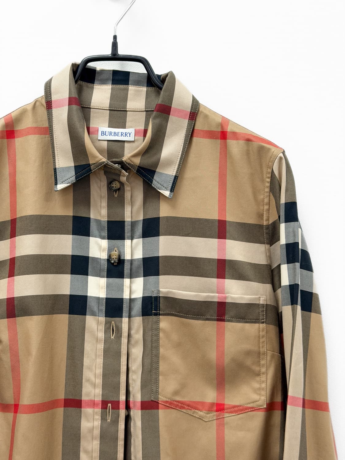 버버리 슬림핏 체크 코튼 셔츠 상품이미지3