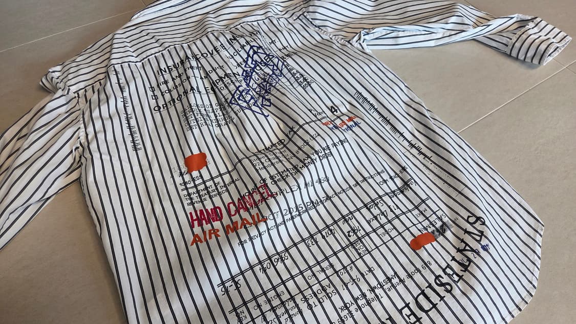 시스템 옴므 레터링 프린팅 스트라이프 셔츠 상품이미지6