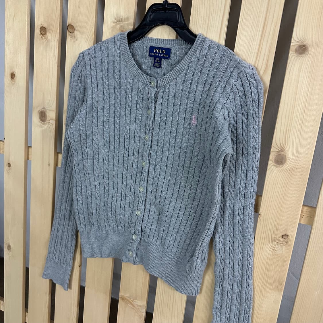 (S) 폴로 랄프로렌 핑크 그레이 케이블 니트 가디건 상품이미지2