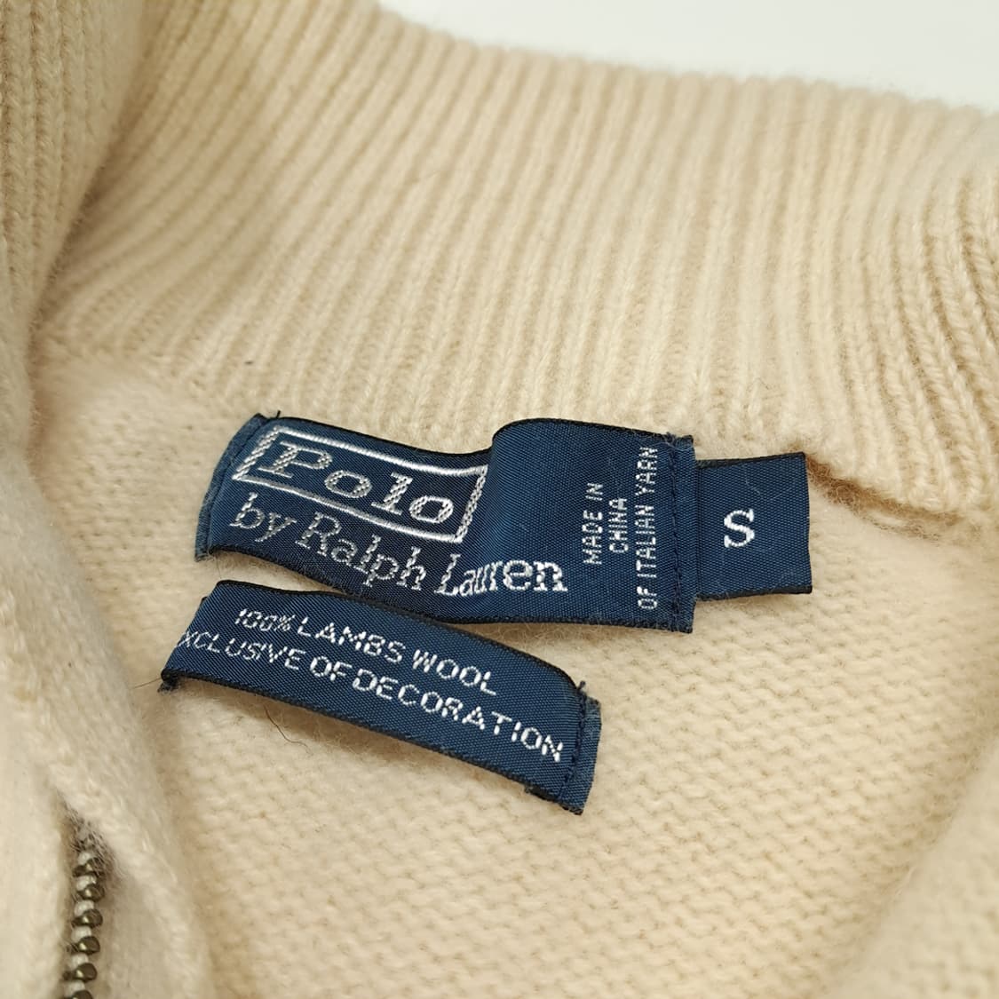 CL560 S 폴로 00s 램스울 가죽풀러 크림 하프집업 니트 스웨터 상품이미지3