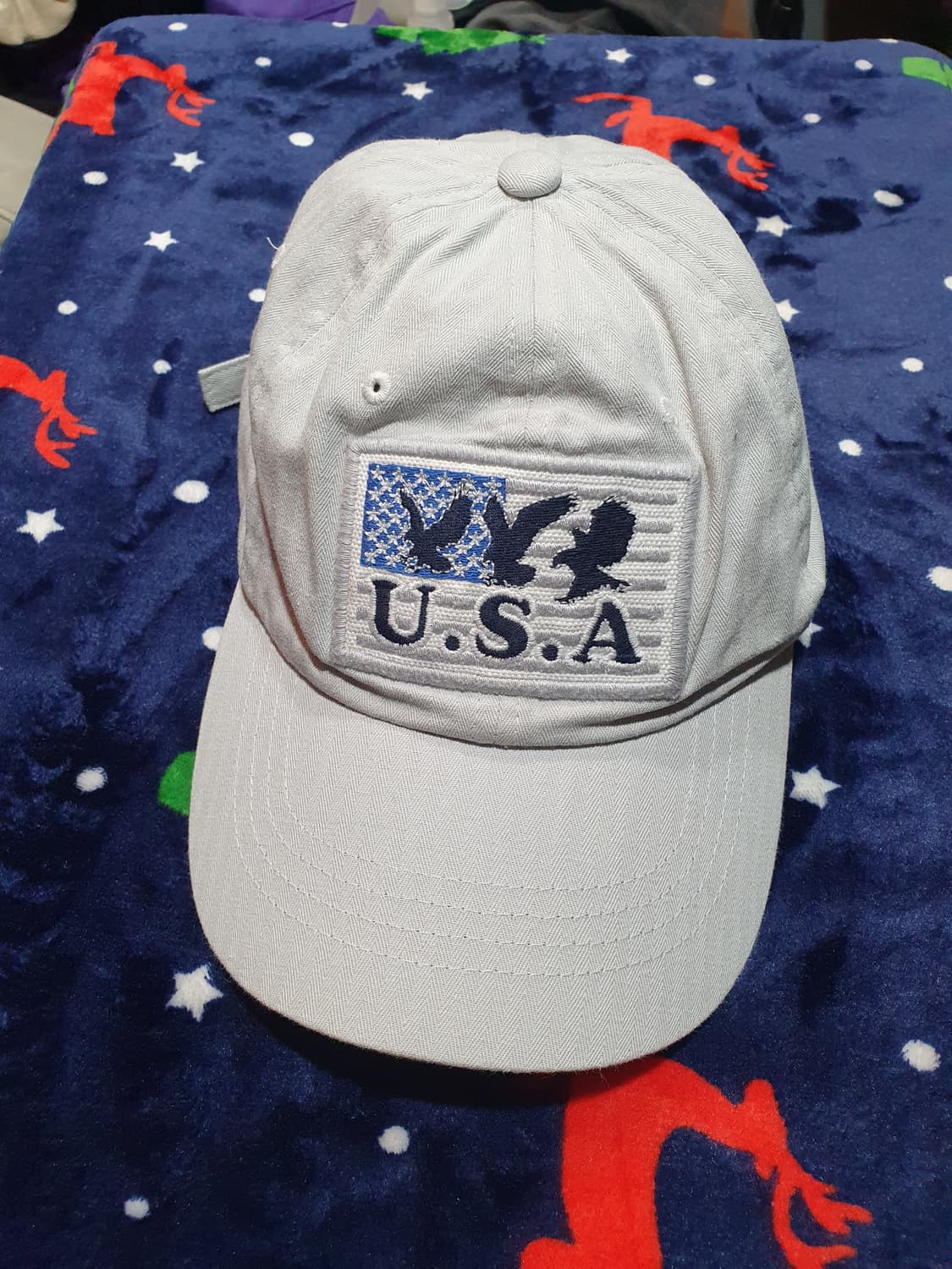 USA 독수리 자수 볼캡 연그레이 상품이미지1