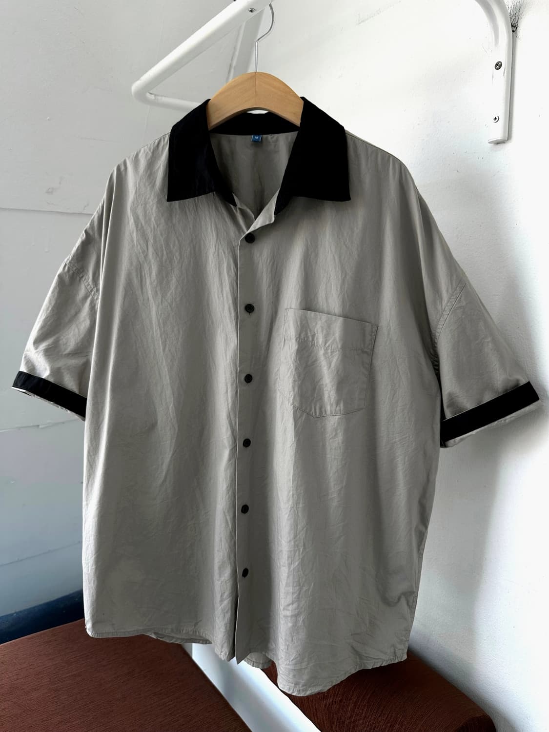 Light cotton panel design BIG H/S shirt 상품이미지3