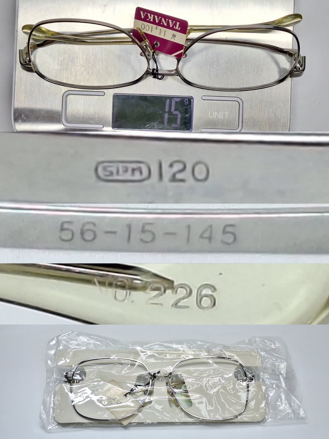 80s 일본제 빈티지 데드스톡/SPM 선플래티늄 웰링턴 안경테 56mm 상품이미지9